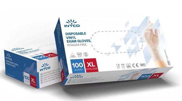 Handskar vinyl puderfri Intco transp. stl XL 100st/fp